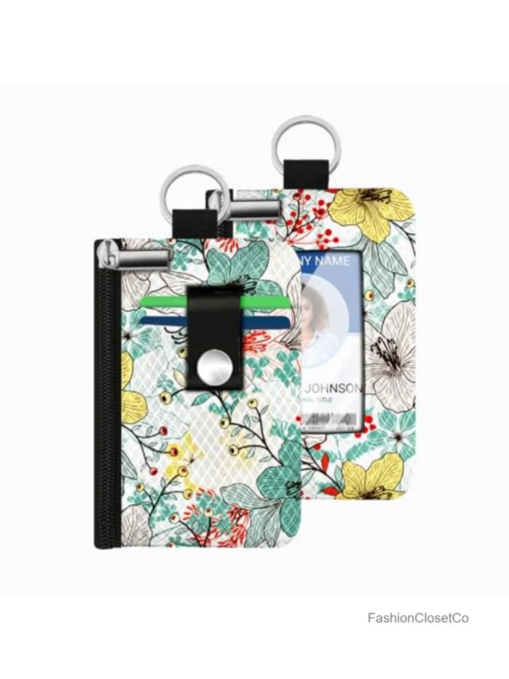 Mini Zip Card Case Wallet with Clear ID Window RFID Blocking